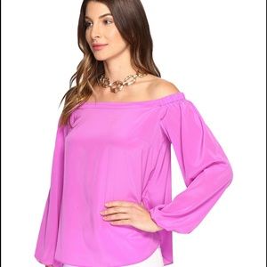Lily Pulitzer Off the Shoulder Silk Blouse